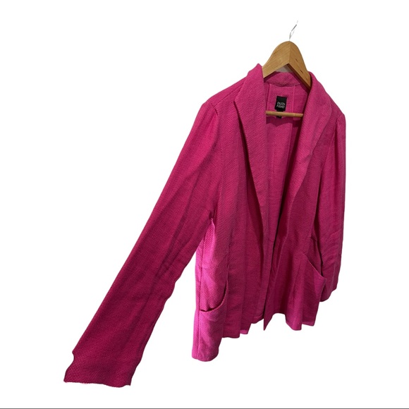 EILEEN FISHER HOT PINK LINEN BLEND COLLARED OPEN FRONT BLAZER JACKET SIZE MEDIUM - Picture 5 of 16